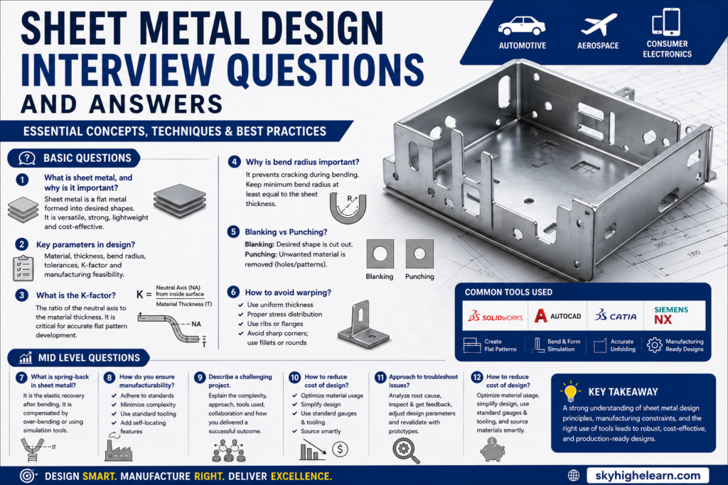 Sheet metal design interview questions and answers