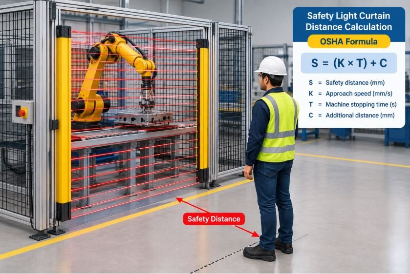 Safety Light Curtain Distance Calculation | OSHA Formula